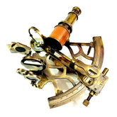8 inch Nautical Antique Heavy Brass Antique Sextant with Wooden Box
